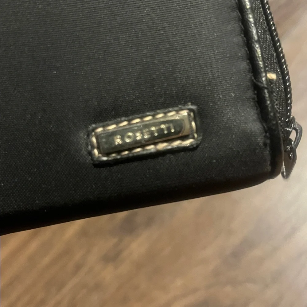Rosetti Black Fabric Wallet with numerous pockets zipper closure